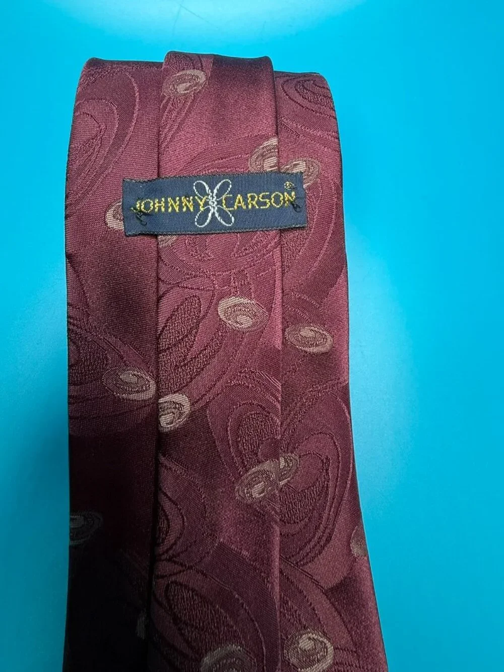 Vintage Johnny Carson Classic Burgundy Tie 1970's-80's